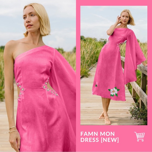 Fanm Mon Dresses & Skirts - Famn Mon Dress Size XS Midi One Shoulder NWT Side Cut Out Floral Embroidered